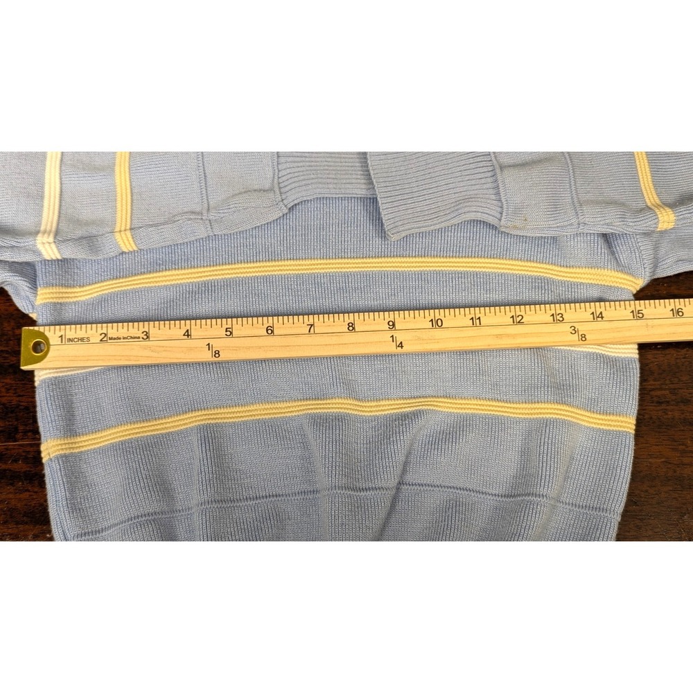 Vintage Profile Youth Knit Sweater Light Blue Striped V-Neck Pullover Size M 10 - Picture 7 of 9